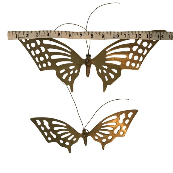 Vintage MCM Brass Butterflies Wall Hanging Set Of 4 Decorative Art - Picture 2 of 4